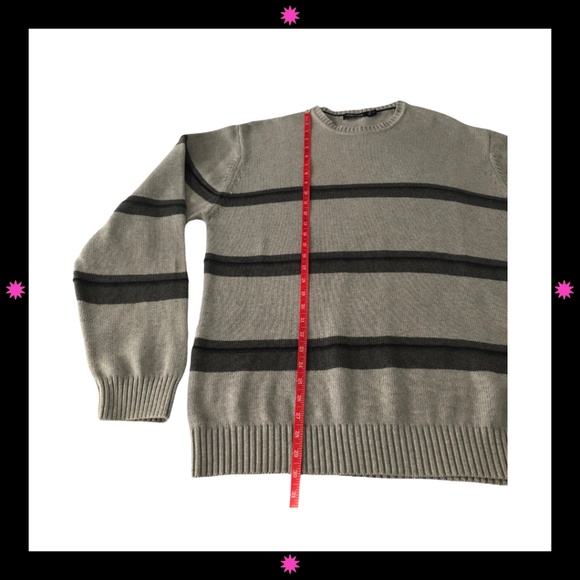 MEN'S GRAY SWEATER WITH GRAY/BLACK STRIPES BY NAUTICA XL - Picture 7 of 9